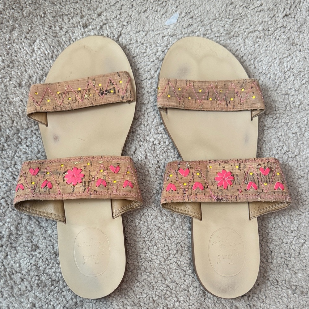 Jack Rogers Cork and Pink Floral Sandals